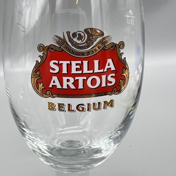 Stella Artois Chalice Beer Glasses Gold Rim 33cl Set of 2 EUC Fathers Day Gift - Picture 6 of 11